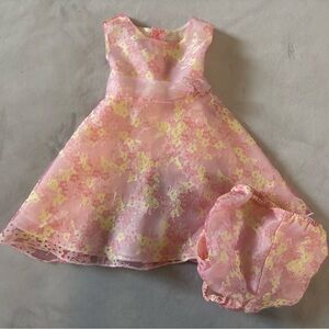 George Baby Dress Set 12M Pink Floral Bloomers Easter Spring Outfit Butterflies